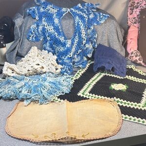 Vintage Handmade Crochet Doilies and Lace Set